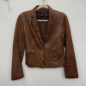 GAP Edition Vintage Brown Blazer-Style Leather Jacket Premium Size M